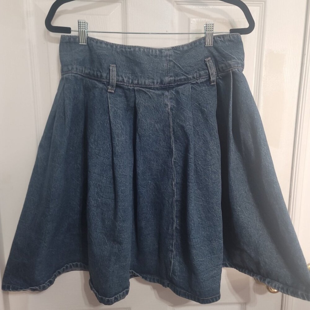 Zara Long Denim Pleated Maxi Skirt